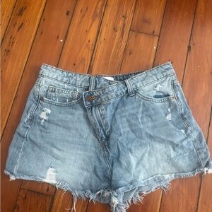 Sneak Peek Crossover Blue Distressed Denim Shorts
